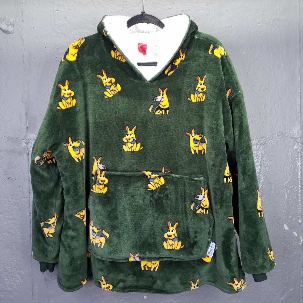 OODIE Oversized Hoodie Kids Age 4-13 yrs German Shepherd Dog Green Fleece Comfy